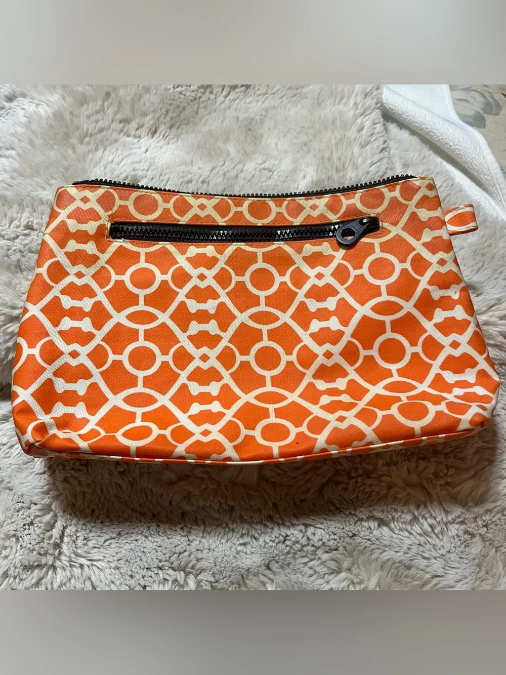Orange Geometric Makeup Organizer Pouch 02-21